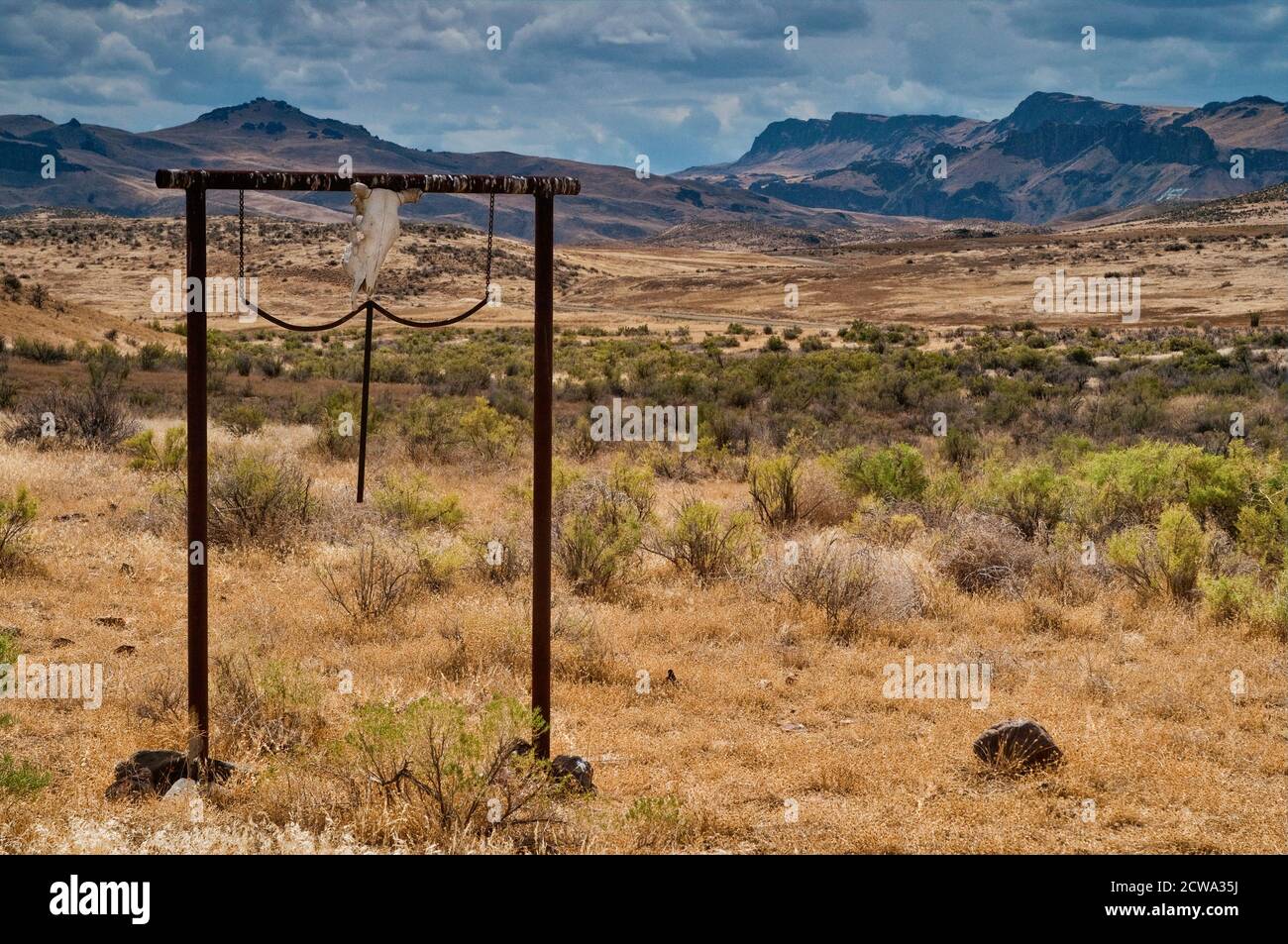 Ranch segno a Succor Creek Valley, High Desert Region, Oregon, USA Foto Stock
