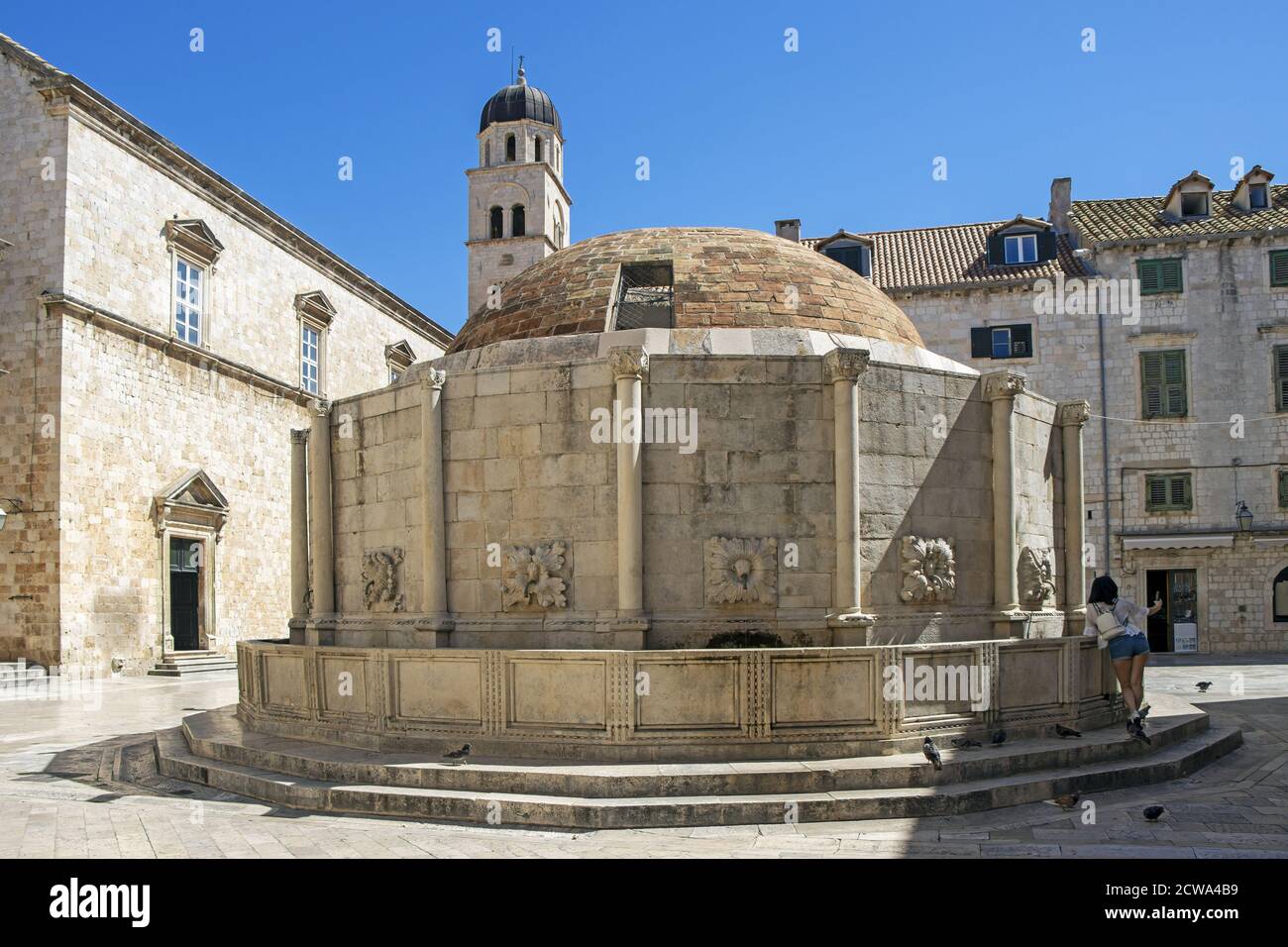 Grande Fontana di Onofrio sulla piazza in via Stradun a Dubrovnik, Croazia Foto Stock