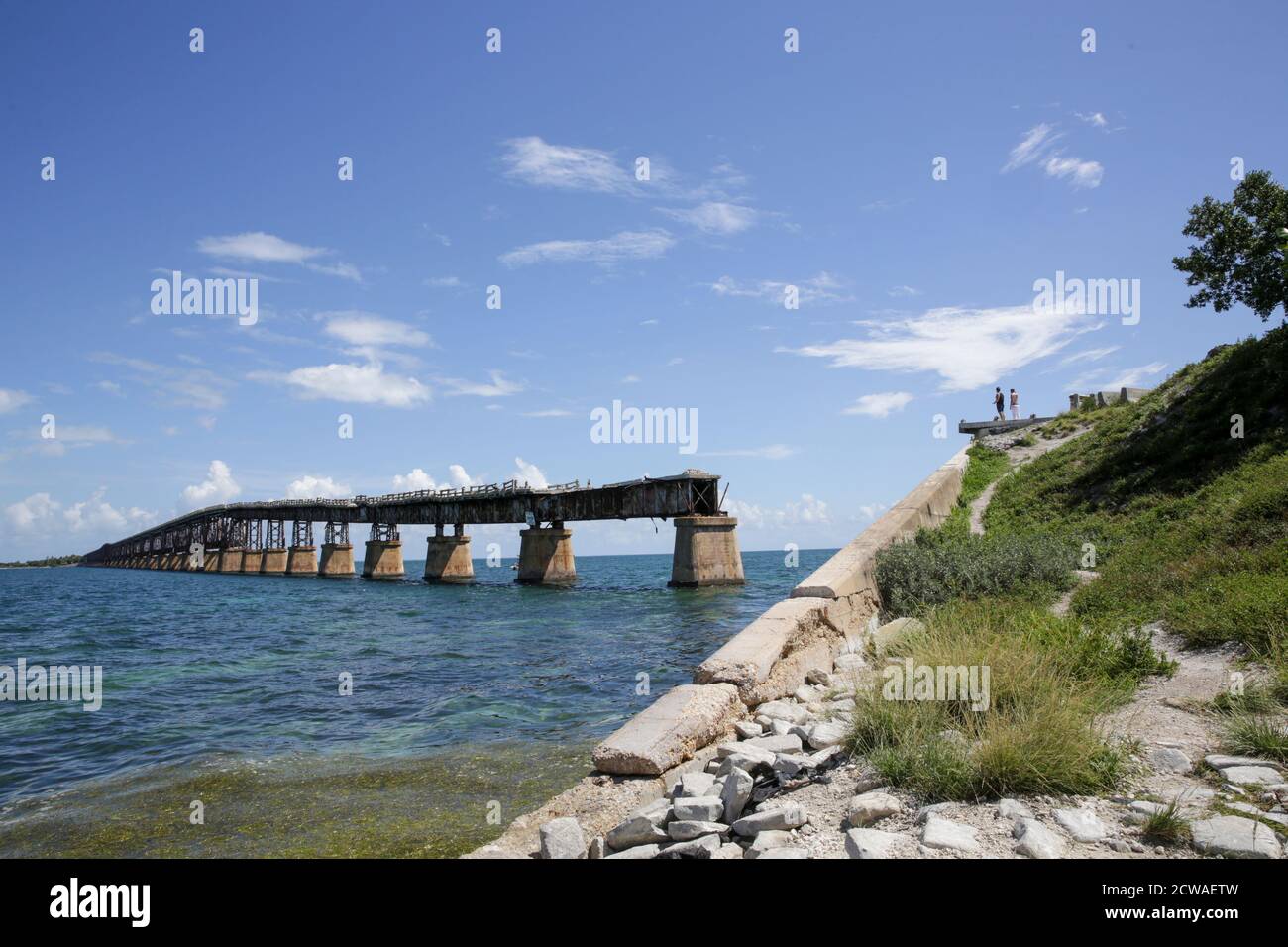 Il vecchio e nuovo ponte Seven Mile collega le Keys alla terraferma, Key West, Florida, USA Foto Stock