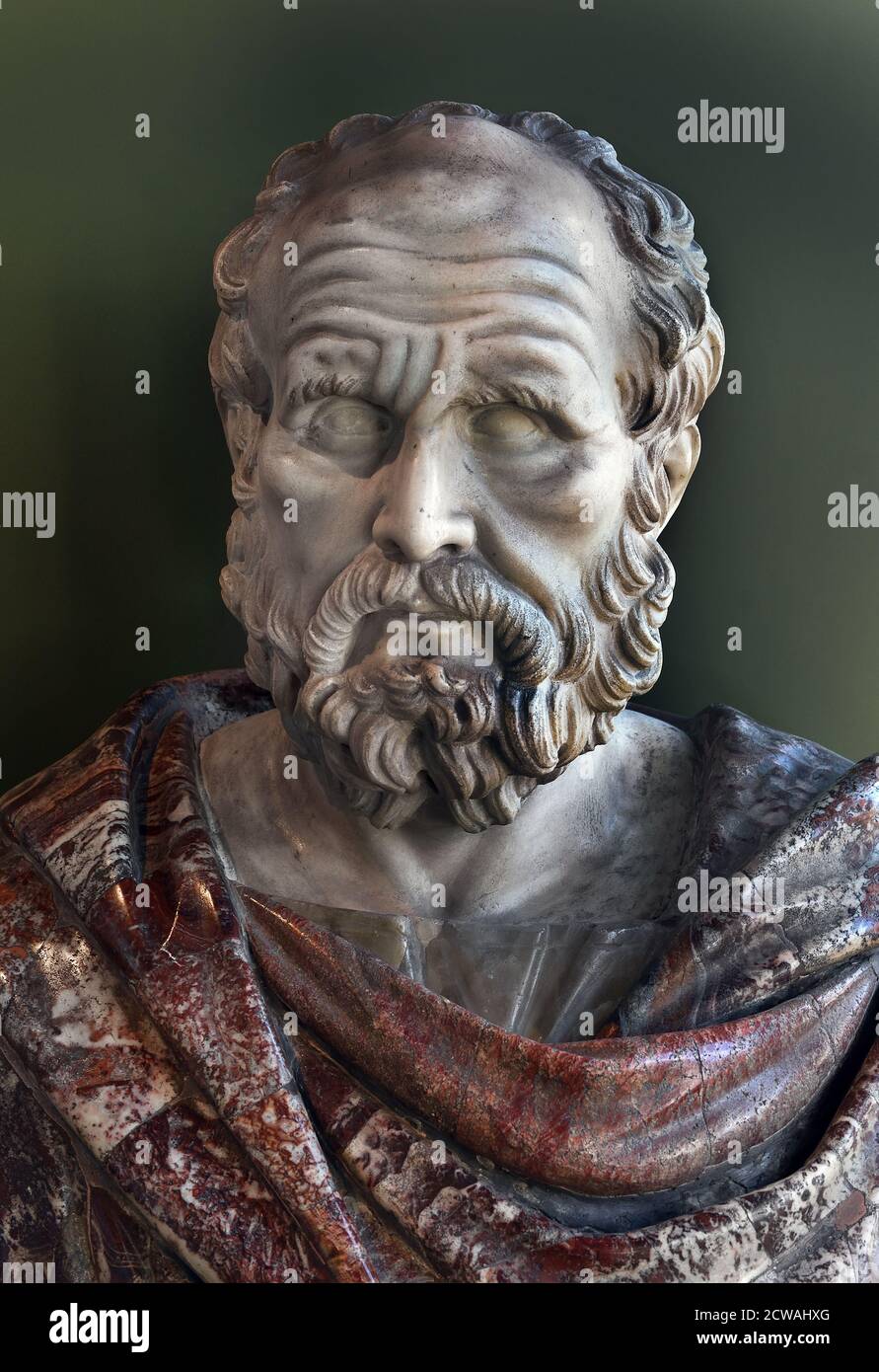 Thucidides 460 - 400 a.C. fu un comandante e storico dell'esercito ateniano della guerra del Peloponneso tra Atene e Sparta. Busto 18 ° secolo Allard Pierson Museo. Foto Stock