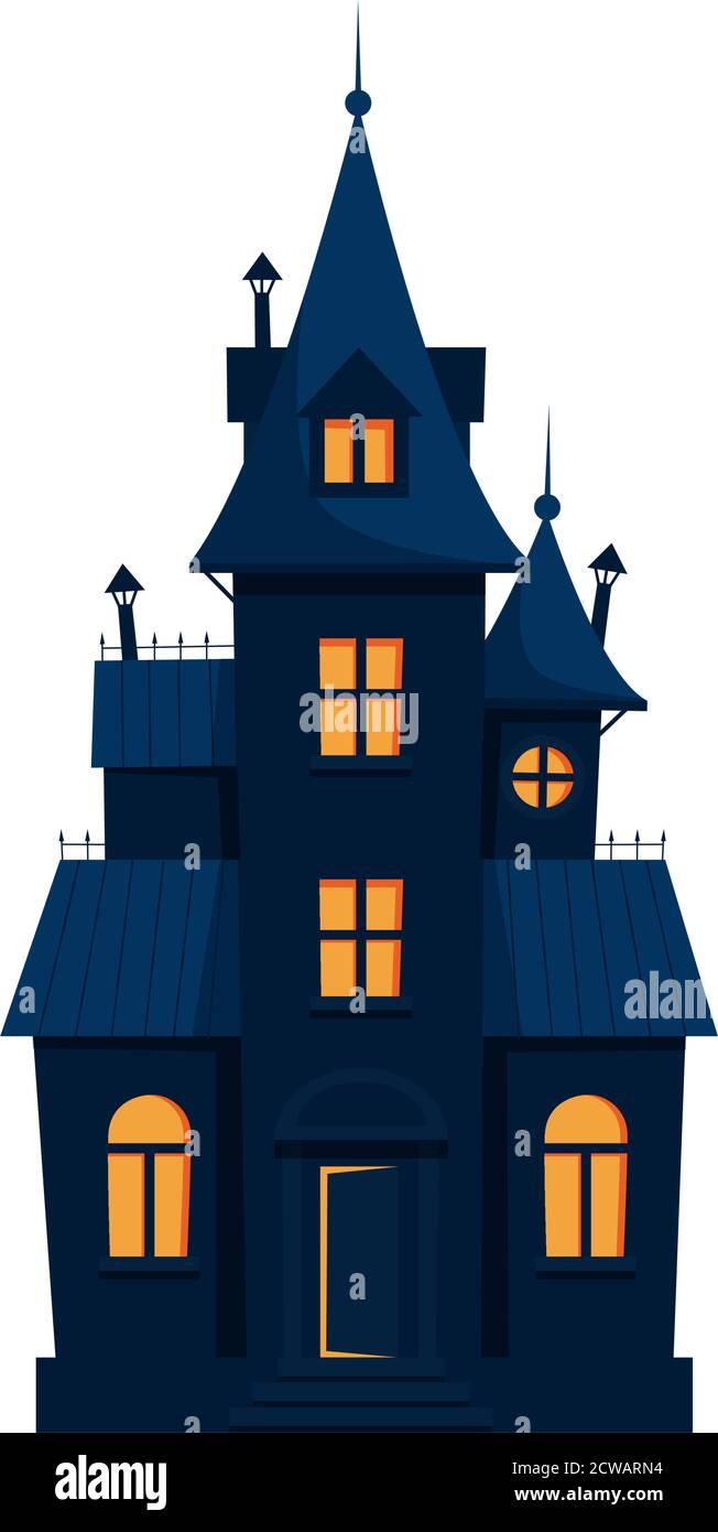 Halloween infestato casa cute vettore illustrazione Illustrazione Vettoriale