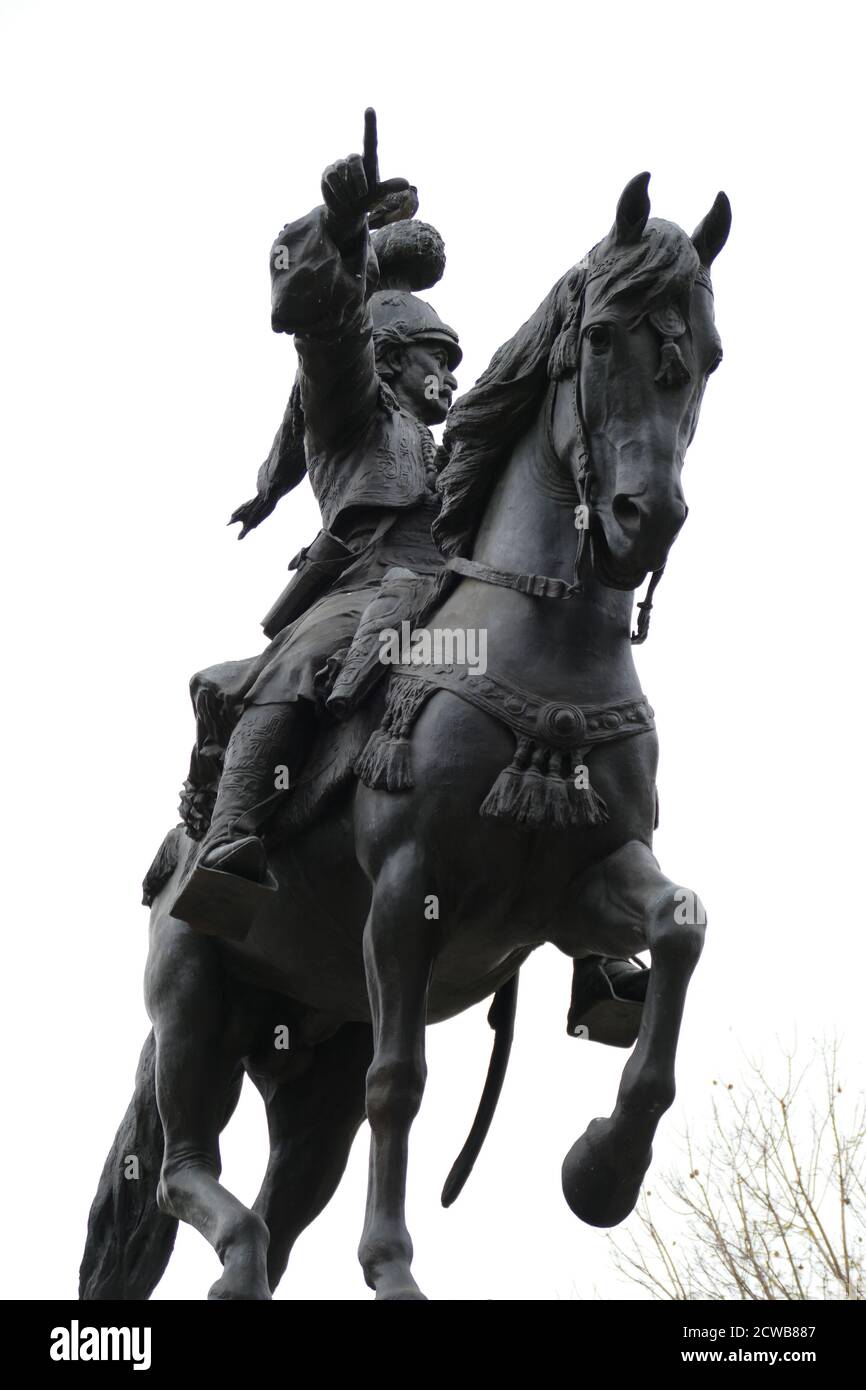Statua di Theodoros Kolokotronis (1770-1843) un generale greco e il leader preminente della guerra d'indipendenza greca. Foto Stock