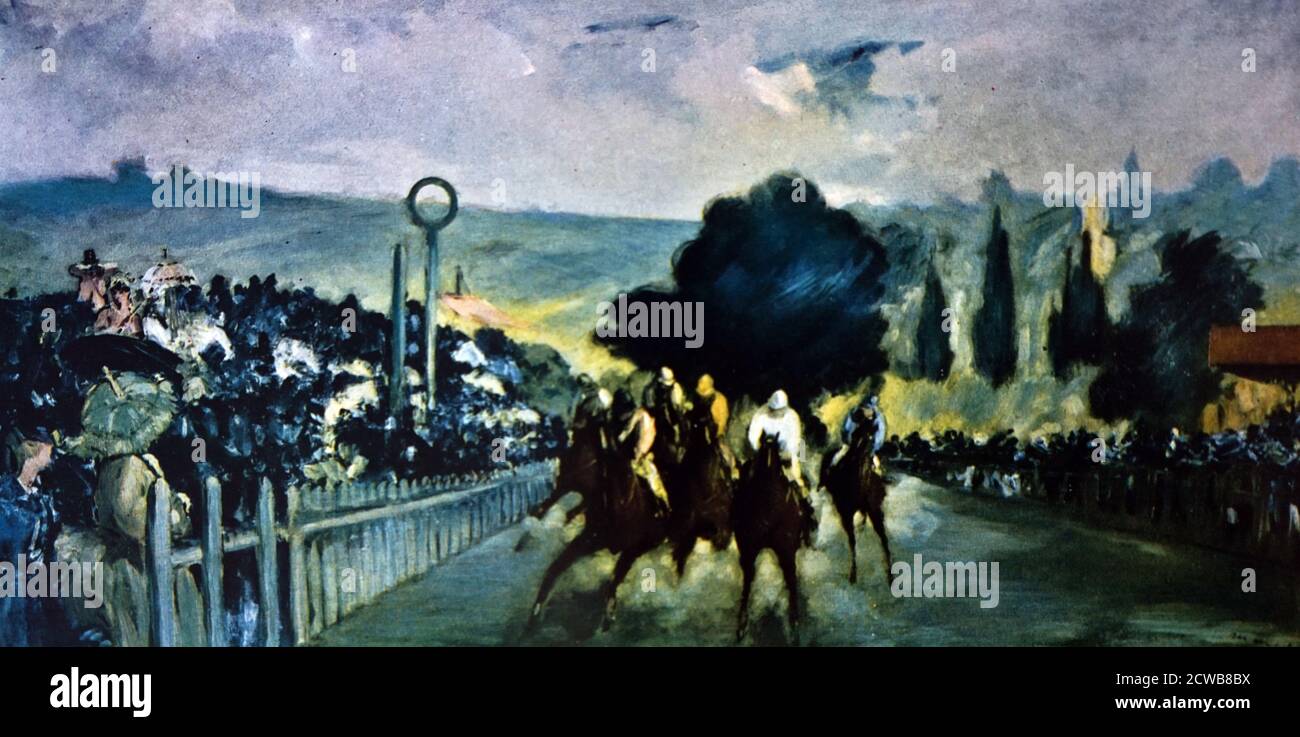 Dipinto intitolato 'le corse a Longchamp' di Edouard Manet. Manet (1832-1883) un pittore modernista francese Foto Stock