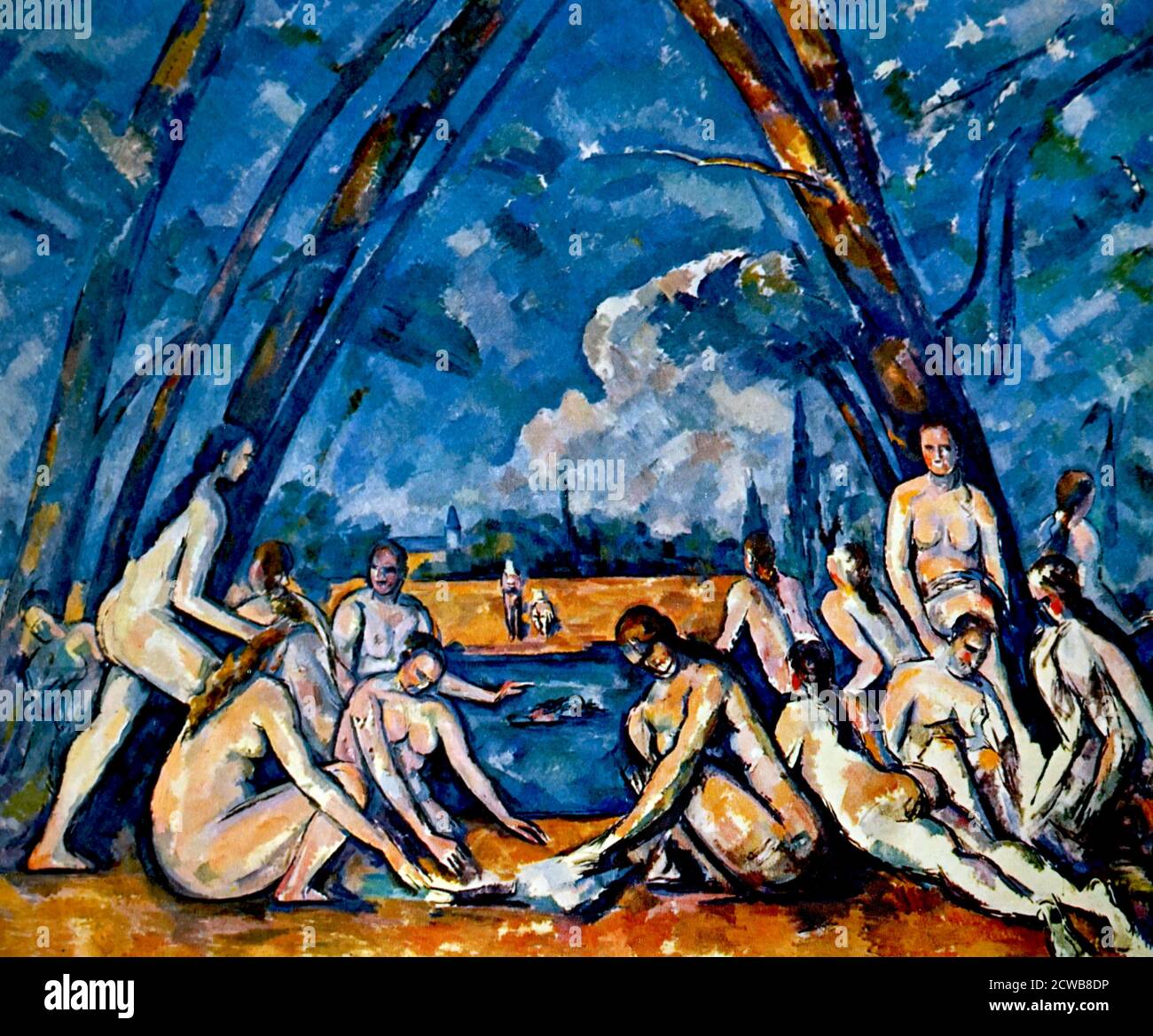 Dipinto intitolato 'i grandi bagnanti' di Paul Cezanne. Cezanne (1839-1906) artista francese e pittore post-impressionista Foto Stock