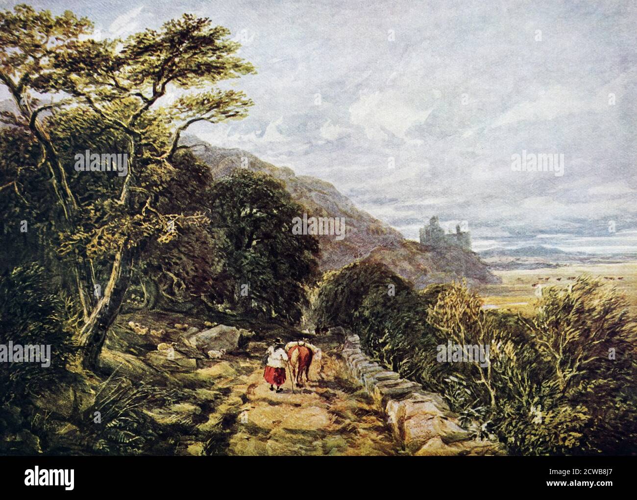 Dipinto intitolato 'Harlech Castle' di David Cox. David Cox (1783-1859) un pittore inglese di paesaggio, Foto Stock