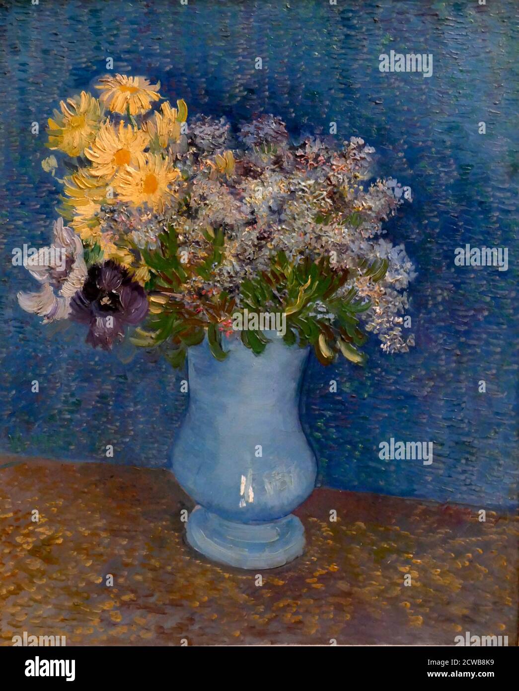 Dipinto intitolato 'bouquet di fiori in un vaso Blu' di Vincent van Gogh. Vincent Willem van Gogh (1853-1890) un pittore post-impressionista olandese Foto Stock