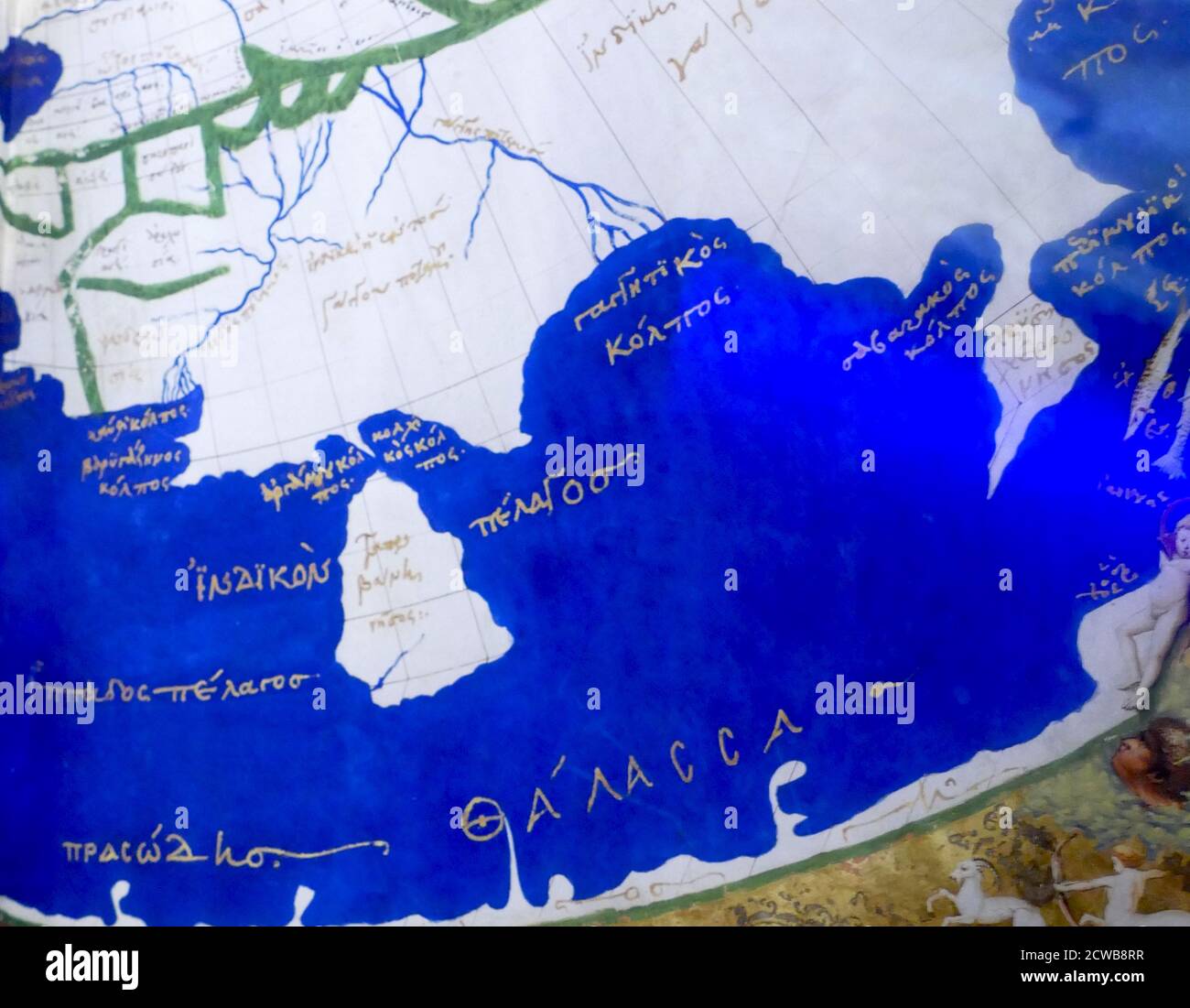 Il Tolomeo mappa del mondo è una mappa del mondo conosciuto per la società ellenistica nel II secolo a. Essa è basata sulla descrizione contenuta in Tolomeo il libro di geografia, scritto c. 150. Sulla base di una iscrizione in molti dei primi manoscritti superstite è tradizionalmente accreditato a Agathodaemon di Alessandria. Foto Stock