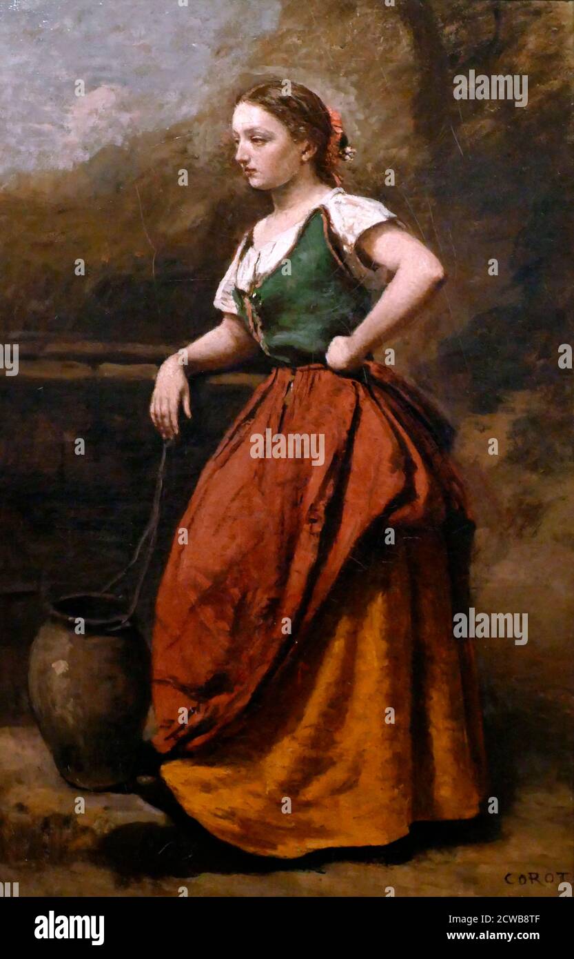 Giovane donna in una fontana. 1860; olio su tela di Camile Corot 1796 - 1875 Foto Stock