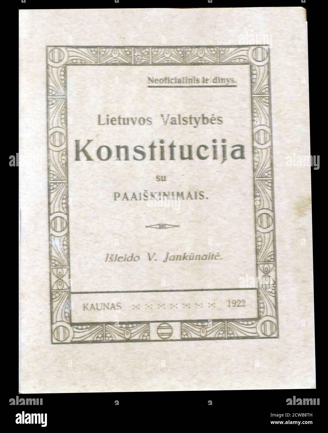 Lietuvos Konstitucijos (Costituzione lituana del 1922) Foto Stock