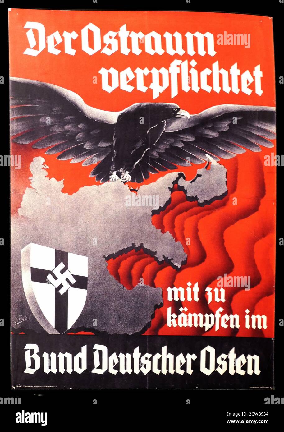 Bund Deutscher Osten (Lega per l'Oriente tedesco), manifesto della propaganda nazista. Il Bund Deutscher Osten (BDO) è stato un'organizzazione nazista tedesca fondata il 26 maggio 1933. L'organizzazione è stata sostenuta dal Partito nazista. Il BDO era una versione nazionalsocialista della Società tedesca delle Marche Orientali, che fu chiusa dai nazisti nel 1934. Foto Stock