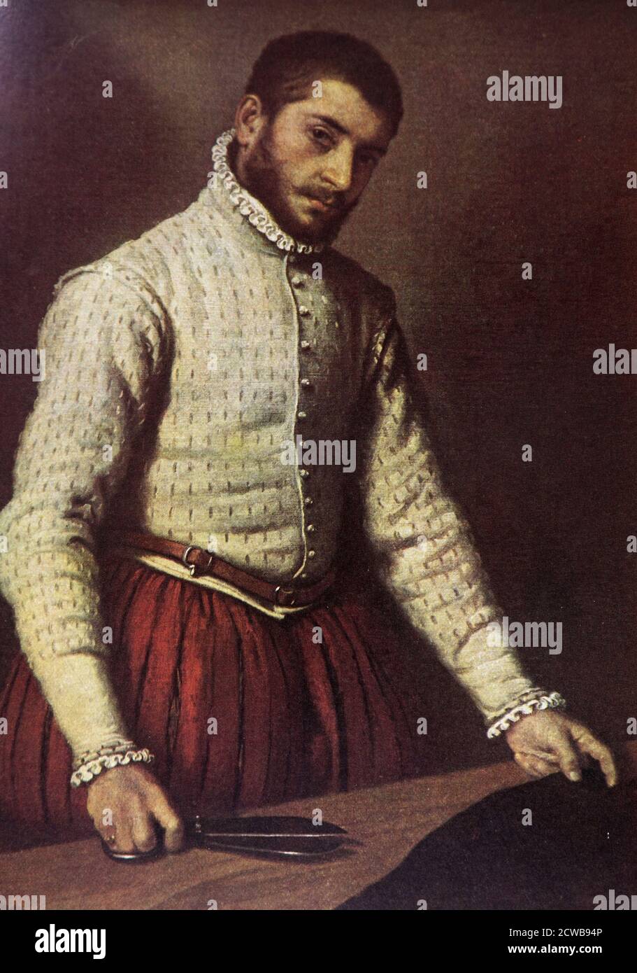 Dipinto intitolato 'il sarto' di Giovanni Battista Moroni. Giovanni Battista Moroni (1520-1578) pittore italiano del tardo Rinascimento. Foto Stock