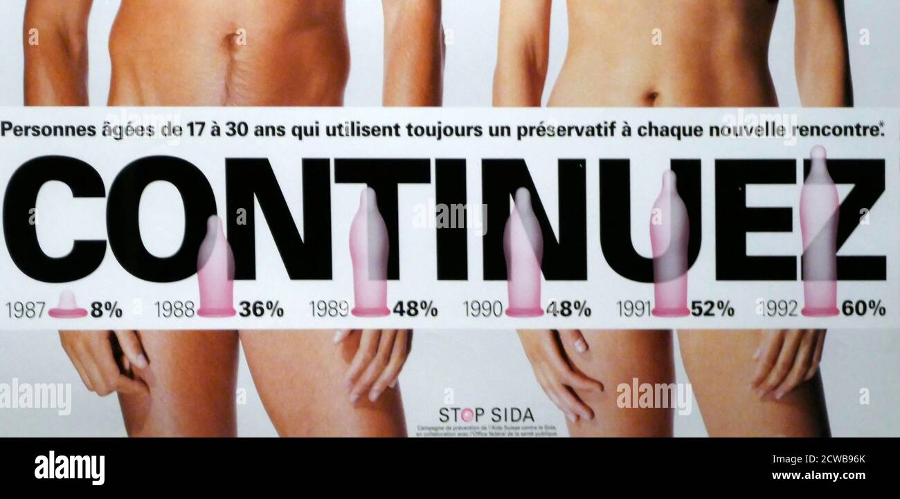 Poster francese della campagna Aids intorno al 1995. L'infezione da virus dell'immunodeficienza umana e la sindrome da immunodeficienza acquisita (HIV/AIDS) sono una serie di condizioni causate dall'infezione da virus dell'immunodeficienza umana (HIV) Foto Stock