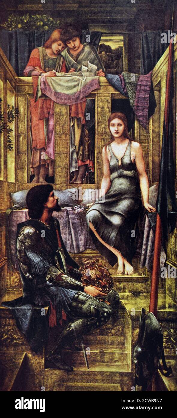 Dipinto intitolato 'King Cophetua and the Beggar Maid' di Edward Burne-Jones. Sir Edward Coley Burne-Jones, 1st Baronet (1833-1898) un artista e designer inglese Foto Stock