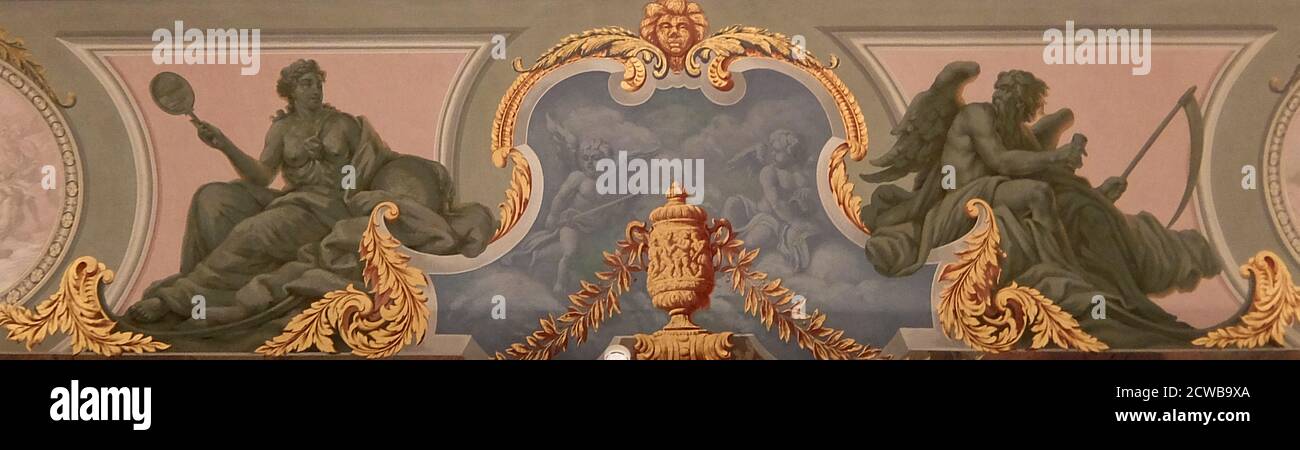 All'interno del Palazzo Peterhof, una serie di palazzi e giardini situati a Petergof, San Pietroburgo, Russia, su incarico di Pietro il Grande Foto Stock