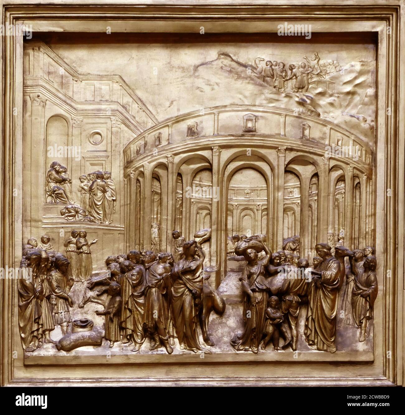 Copia elettrotipo della porta del Battistero, Firenze di Lorenzo Ghiberti realizzata originariamente tra il 1425 e il 1452. Foto Stock