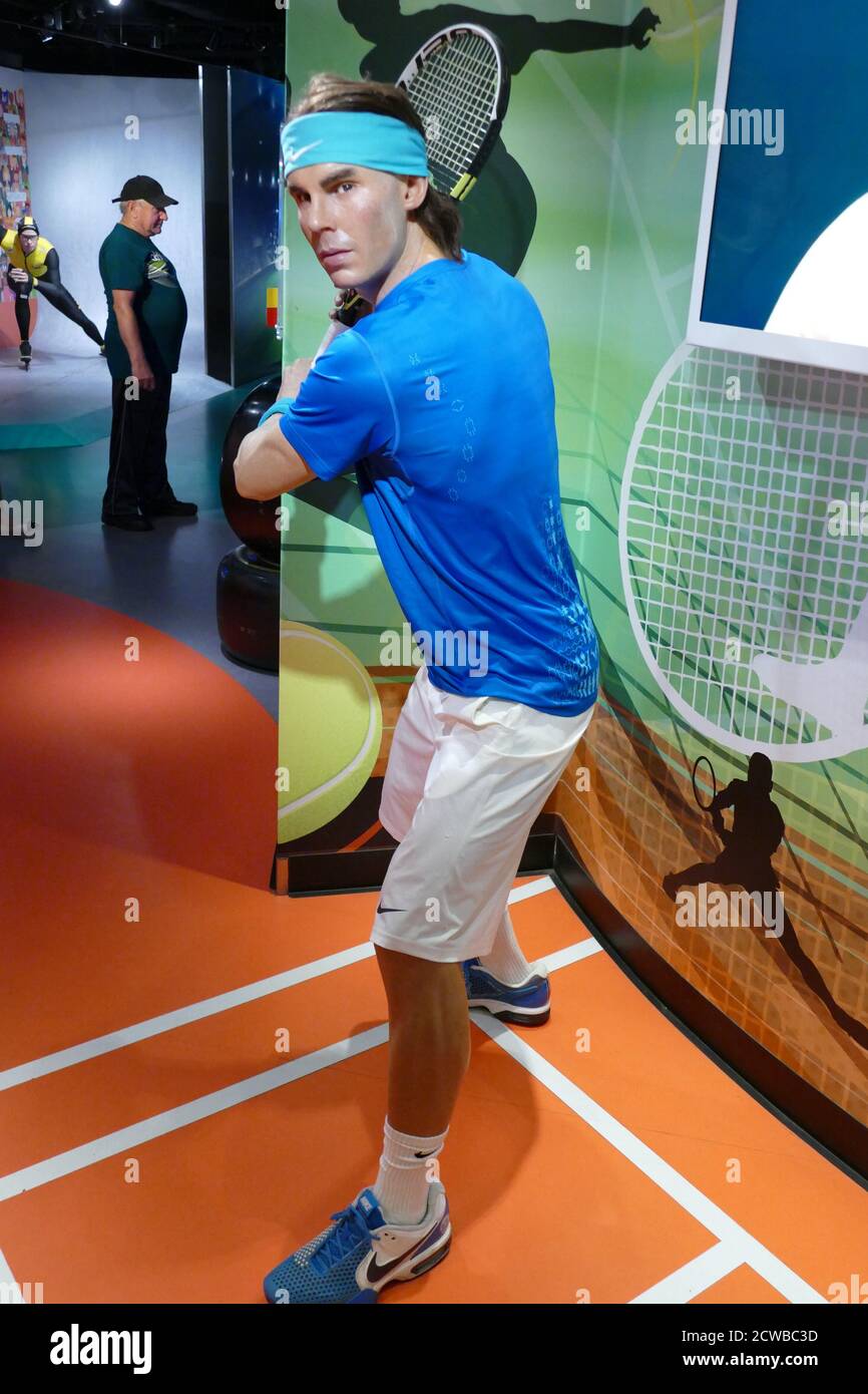 Cera raffigurante Rafael Nadal (nato il 3 giugno 1986); tennista spagnolo Foto Stock