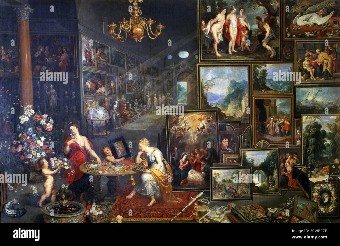 Dipinto di Jan Brueghel il Vecchio intitolato 'Allegoria della vista e dell'odore', c1590-1625. Parte della collezione del Prado, Madrid, Spagna. Foto Stock