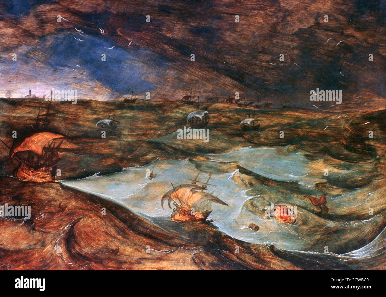 Il dipinto di Pieter Bruegel il Vecchio intitolato 'la tempesta', 1569. Era un lavoro incompiuto, probabilmente il suo ultimo dipinto. Dalla collezione del Kunsthistorisches Museum, Vienna, Austria. Foto Stock