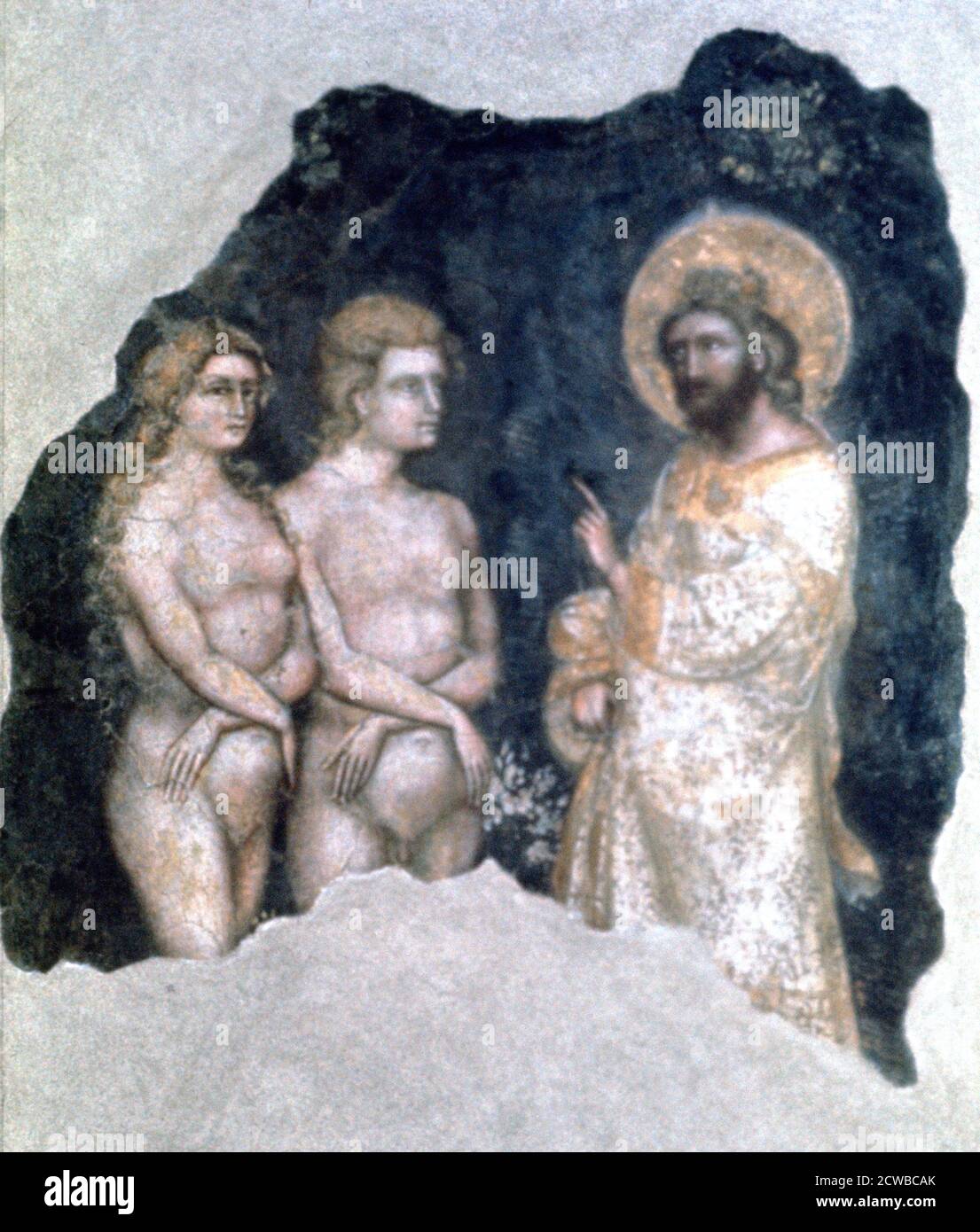 Un dipinto dell'artista italiano Guariento intitolato 'Adamo ed Eva', 1357. Da una collezione privata. Foto Stock