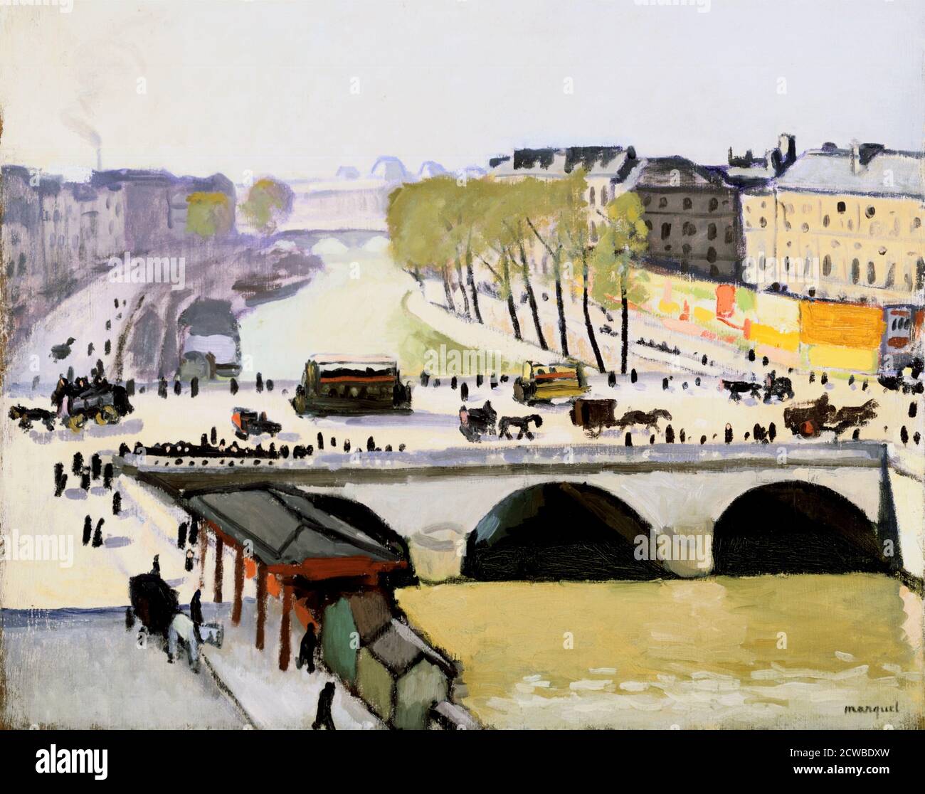 The Bridge at St Michael', 1910 artista: Albert Marquet. Nel 1908 Marquet si stabilì nel suo studio sul Quai Saint-Michel, precedentemente occupato da Henri Matisse, da cui entrambi gli artisti dipinse numerose vedute del fiume Senna, i suoi ponti, le barche e gli edifici circostanti. Foto Stock