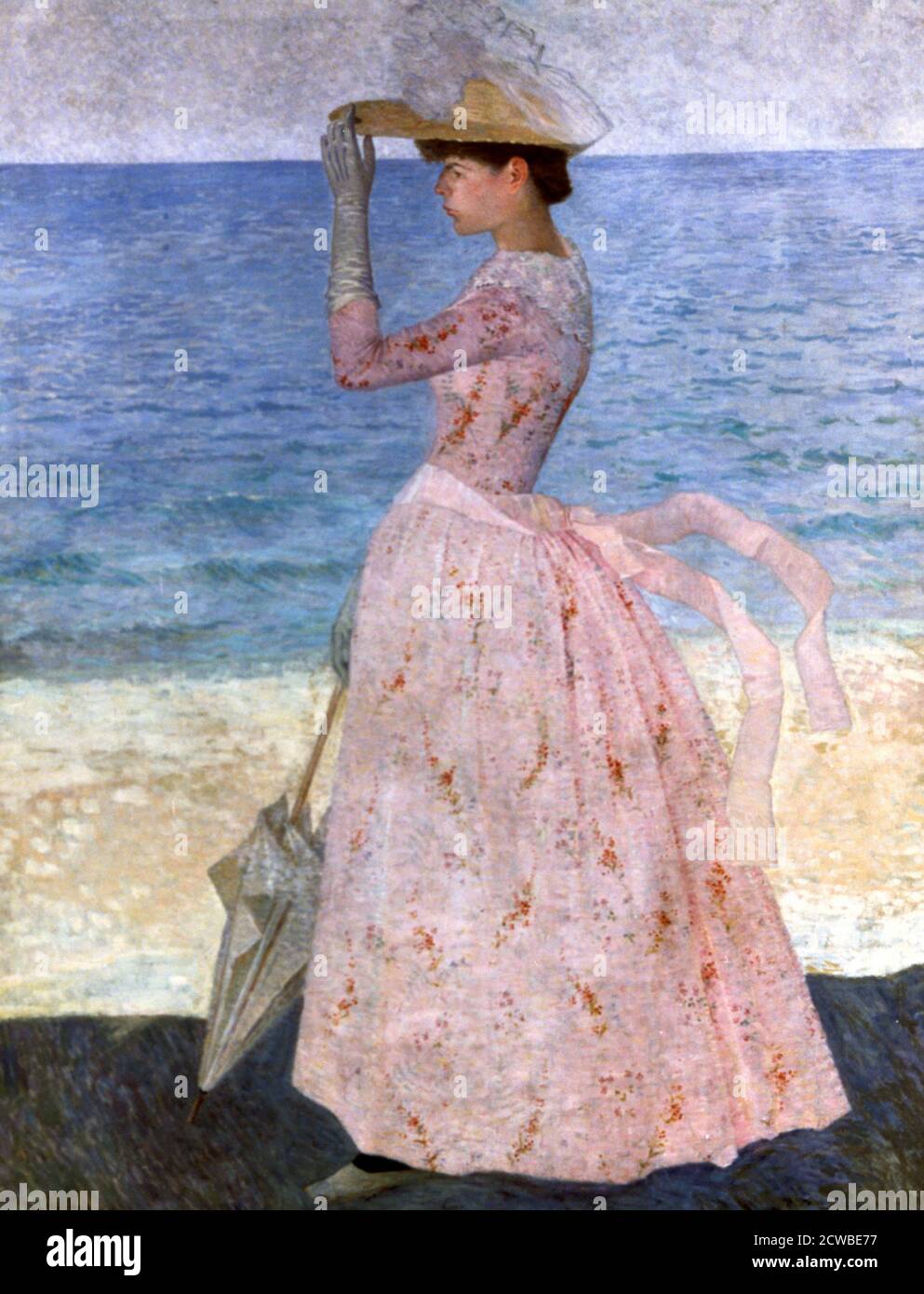 Donna con l'ombrello', 1900 artista: Aristide Maillol. Aristide Maillol è stato uno scultore e pittore francese catalano Art Nouveau e Nabi. Foto Stock