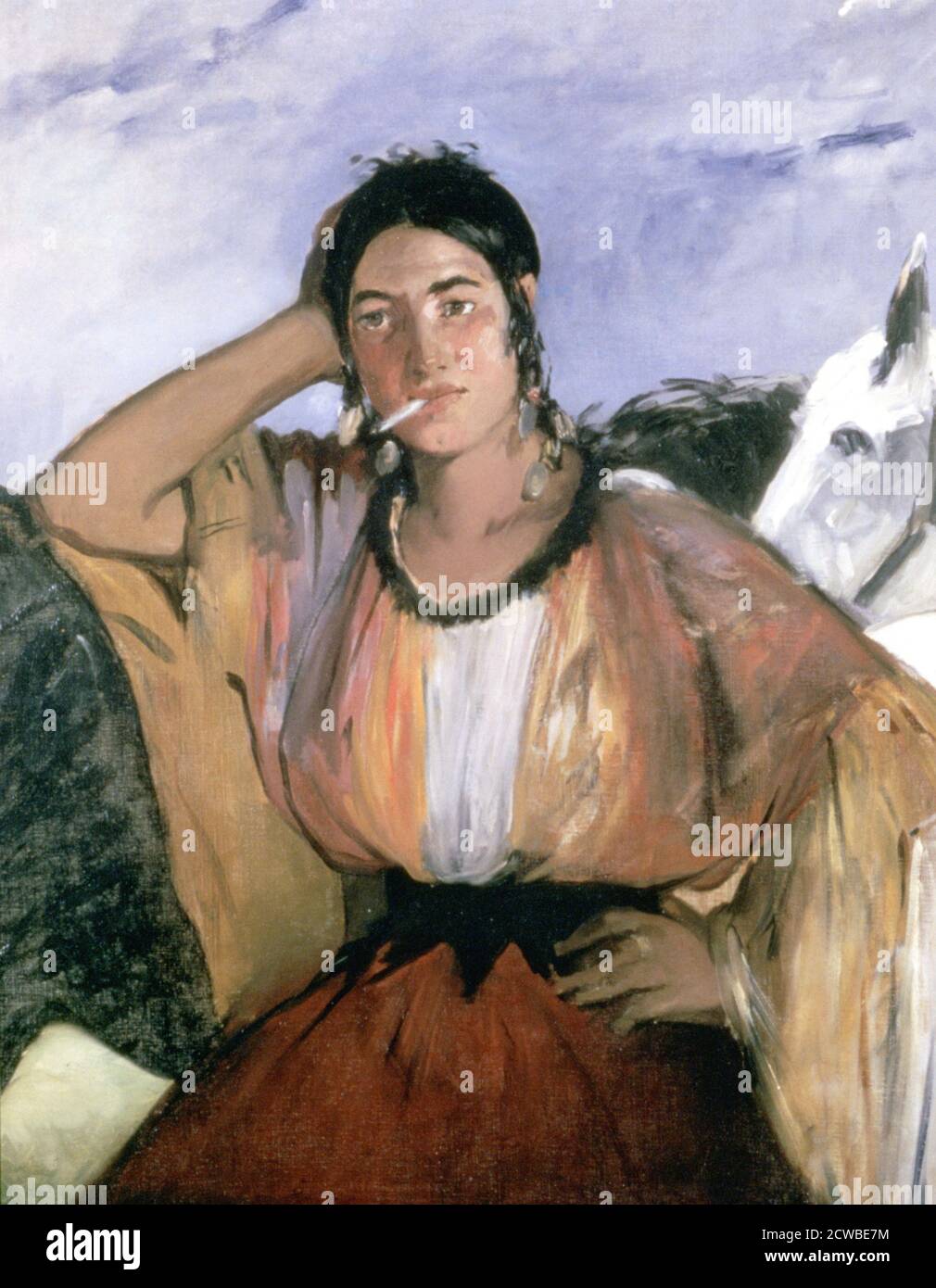 Gypsy with sigaretta', 1862 Artist: Edouard Manet. Edouard Manet (1832-1883) è stato un pittore modernista francese. Fu uno dei primi artisti del XIX secolo a dipingere la vita moderna. Foto Stock