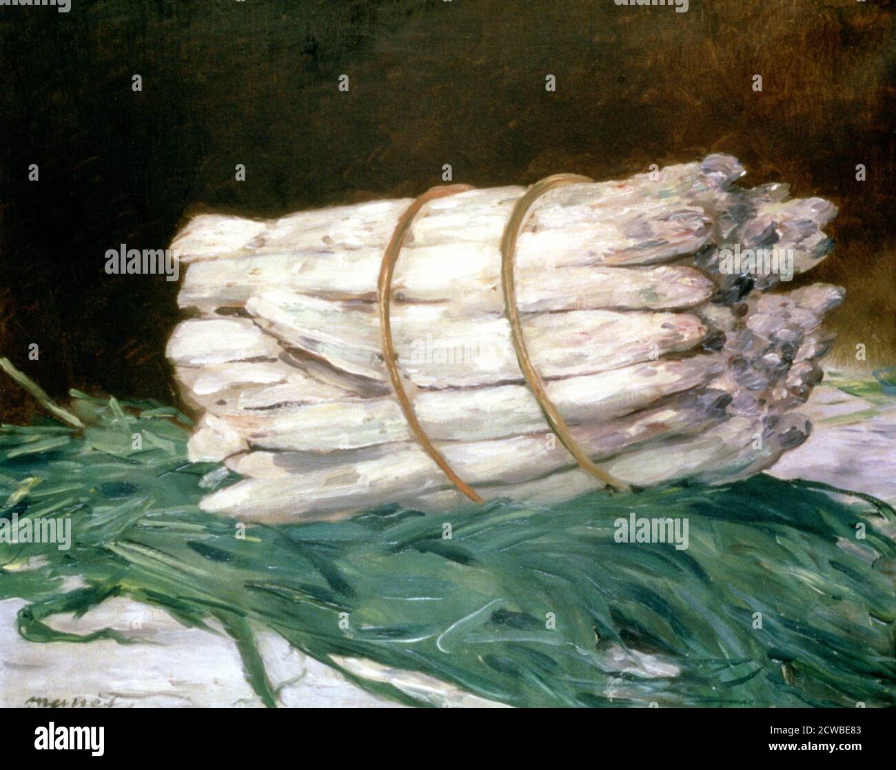 Fascio di Asparagi', 1880. Artista: Edouard Manet. Edouard Manet (1832-1883) è stato un pittore modernista francese. Fu uno dei primi artisti del XIX secolo a dipingere la vita moderna. Foto Stock