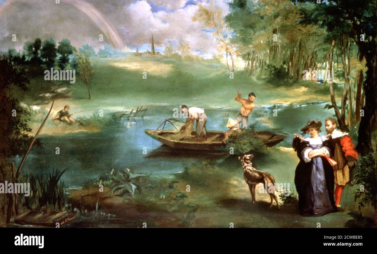 Pesca a St Ouen', 1860-1861. Artista: Edouard Manet. Edouard Manet (1832-1883) è stato un pittore modernista francese. Fu uno dei primi artisti del XIX secolo a dipingere la vita moderna. Foto Stock