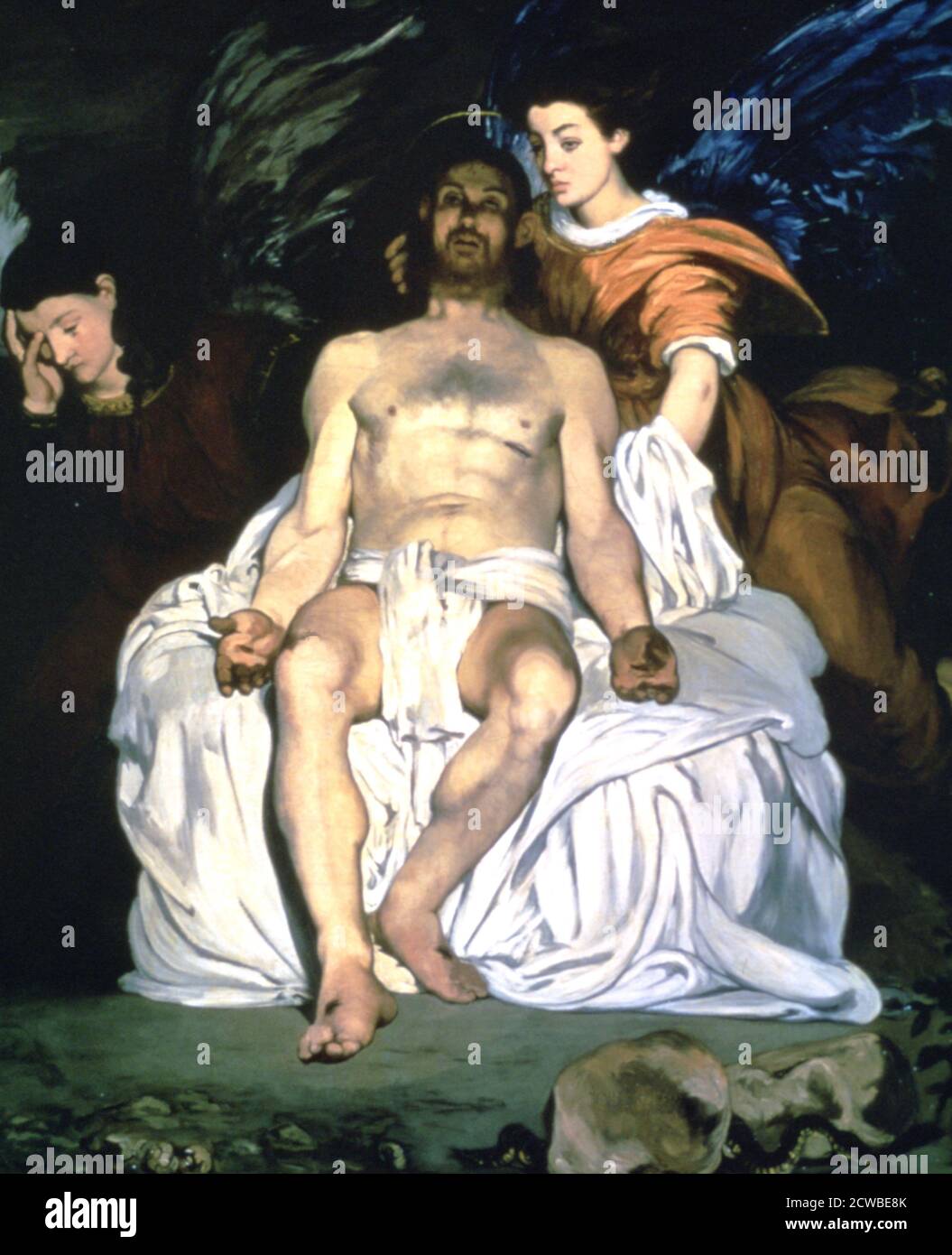 The Dead Christ and the Angels', 1864 Artist: Edouard Manet. Edouard Manet (1832-1883) è stato un pittore modernista francese. Fu uno dei primi artisti del XIX secolo a dipingere la vita moderna. Foto Stock