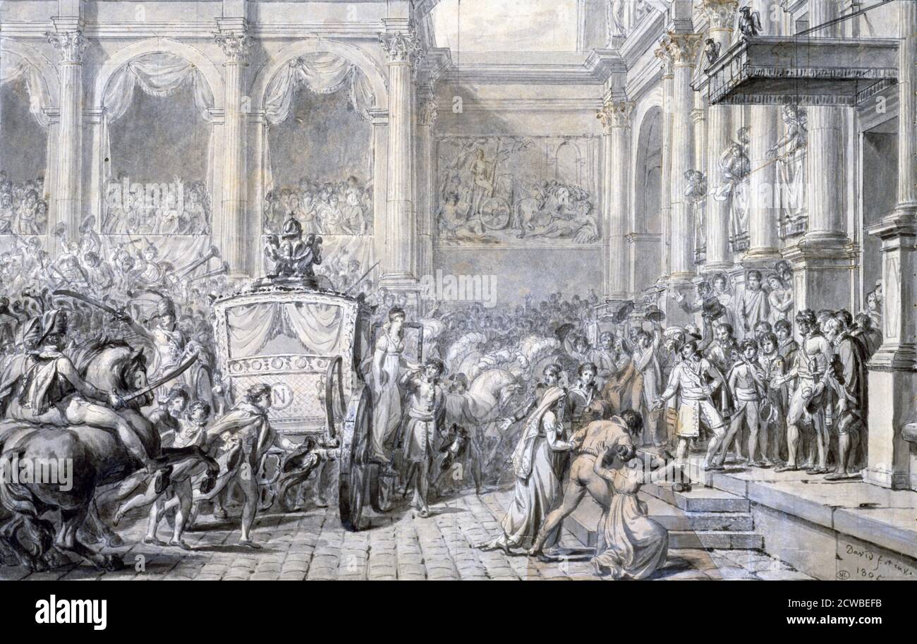 Arrivo al Municipio', 1805 artista: Jacques-Louis David. Jacques-Louis David (1748-1825) è stato un pittore francese in stile neoclassico, considerato il pittore più importante dell'epoca. Foto Stock