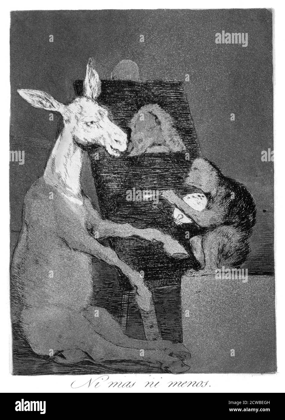 Né più né meno', 1799 artista: Francisco Goya. Piastra 41 di "Los Caprichos". Los Caprichos sono un set di 80 stampe in acquatint e acquaforte create dall'artista spagnolo Francisco Goya nel 1797 e nel 1798, e pubblicate come album nel 1799. Foto Stock