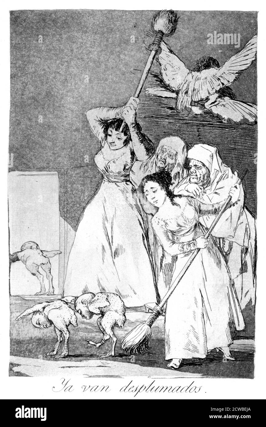 Là vanno, scopati', 1799 artista: Francisco Goya. Piastra 20 di "Los Caprichos". Los Caprichos sono un set di 80 stampe in acquatint e acquaforte create dall'artista spagnolo Francisco Goya nel 1797 e nel 1798, e pubblicate come album nel 1799. Foto Stock
