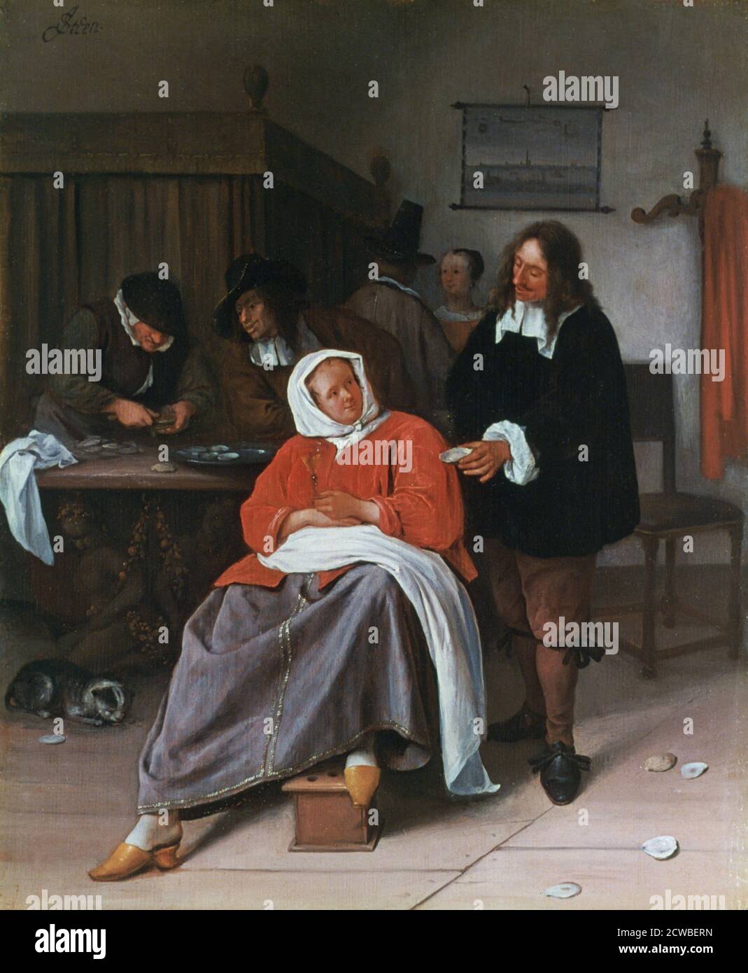 Un uomo che offre un Oyster a una Donna', c1660-1665. Artista: Jan Steen. Jan Havickszoon Steen (1626-1679) è stato un pittore olandese della Golden Age, uno dei più importanti pittori del genere del 17 ° secolo. Foto Stock