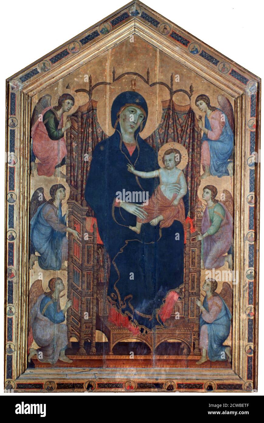 Madonna col Bambino, (Rucellai Madonna), 1285. Artista: Duccio di Buoninsegna. Duccio di Buoninsegna (c1255-1320) è stato un pittore italiano attivo a Siena, tra la fine del XIII e l'inizio del XIV secolo. Fu assunto per tutta la sua vita per completare molte importanti opere in edifici governativi e religiosi in tutta Italia. Foto Stock