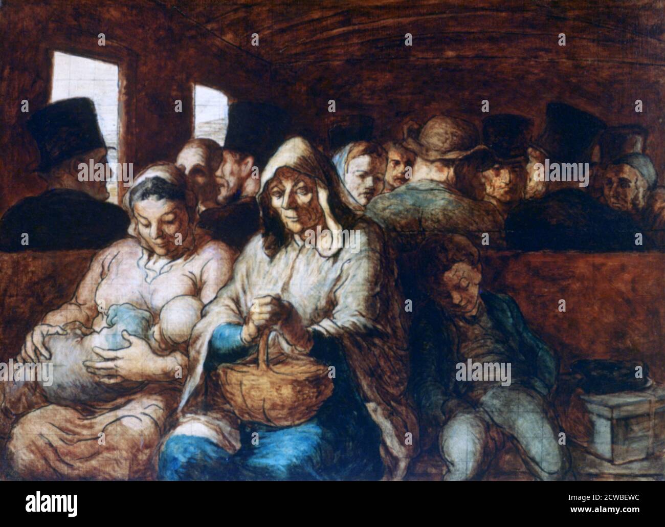 Il trasporto di terza classe», c1863-1865. Artista: Honoré Daumier. Honore-Victorin Daumier (1808-1879) è stato un printmaker, caricaturista, pittore e scultore francese. Foto Stock