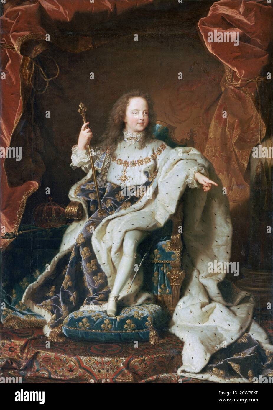 Luigi XV all'età di cinque anni, c1715. Artista: Hyacinthe Rigaud. Hyacinthe Rigaud (1659-1743) è stato un pittore barocco francese più famoso per i suoi ritratti di Luigi XIV e di altri membri della nobiltà francese. Foto Stock