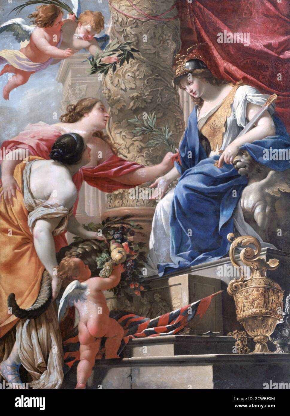 Venus et l'Amour' c1535-1560. Artista: Lambert Sustris. Lambert Sostris (c1515-1584) è stato un pittore olandese attivo principalmente a Venezia. Le opere di Sostris completate in Italia presentano uno stile manierista. Foto Stock