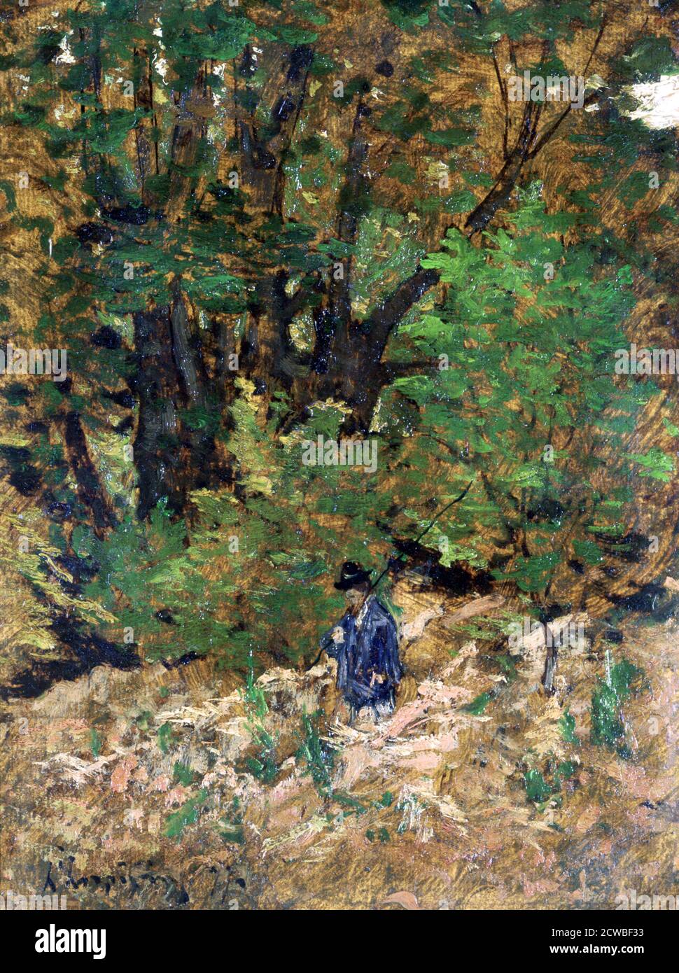 At Home in the Forest', c1880. Artista: Henri-Joseph Harpignies. Henri Harpignies (1819-1916) è stato un pittore paesaggista francese della scuola di Barbizon. Foto Stock