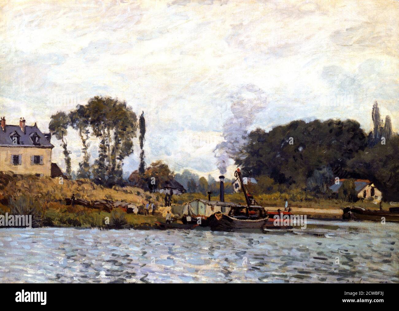 Barche sul Canal', 1873. Artista: Alfred Sisley. Alfred Sisley è stato un pittore britannico di origine francese e membro fondatore dell'impressionismo. Foto Stock