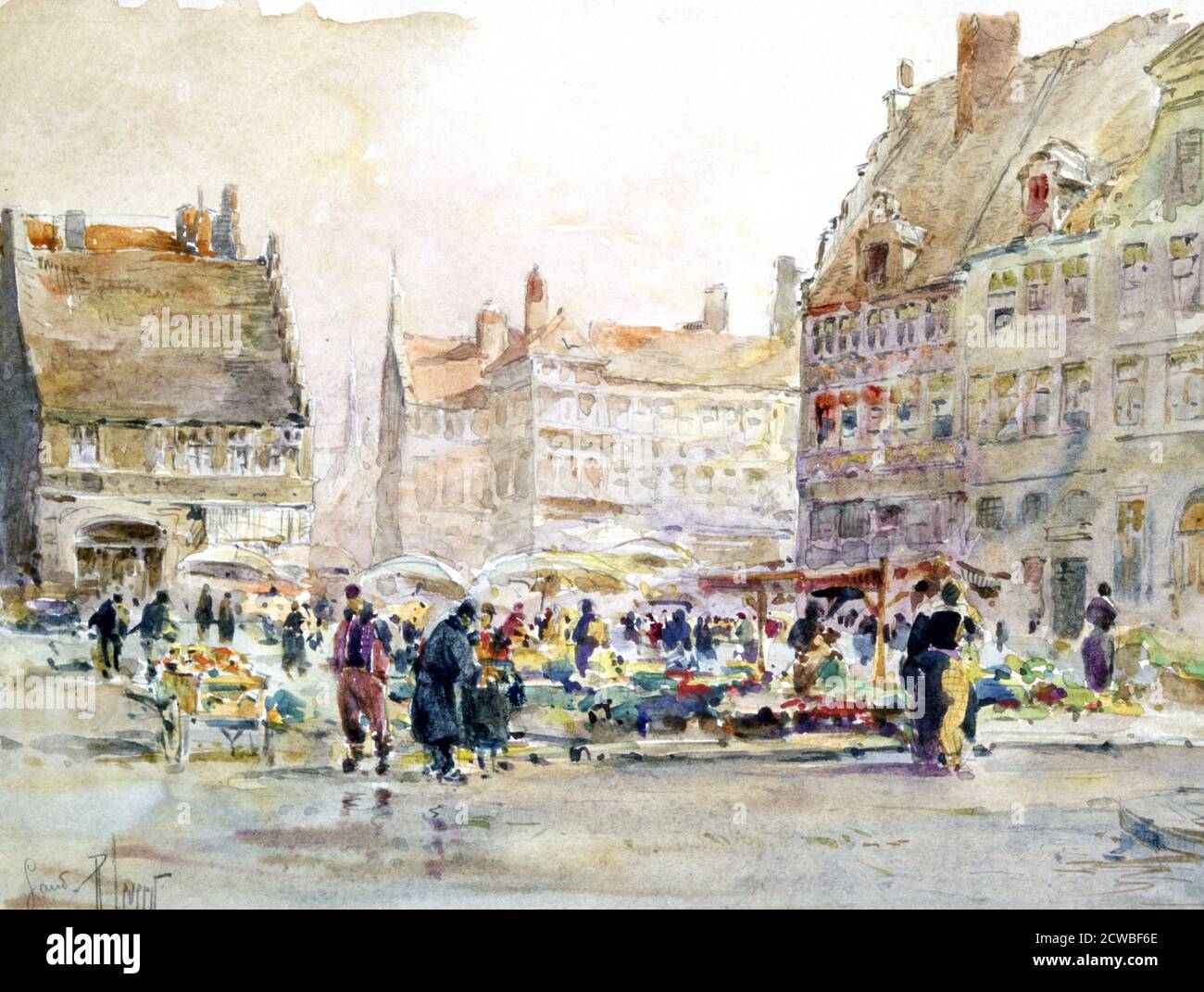 Bourbon Quay', c1892-1938. Artista: Rene Leverd. René Leverd (Parigi, 1872 – Parigi, 1938) è stato un pittore francese di paesaggi acquerelli, che dipinse opere d'arte di Parigi e della Senna. Foto Stock