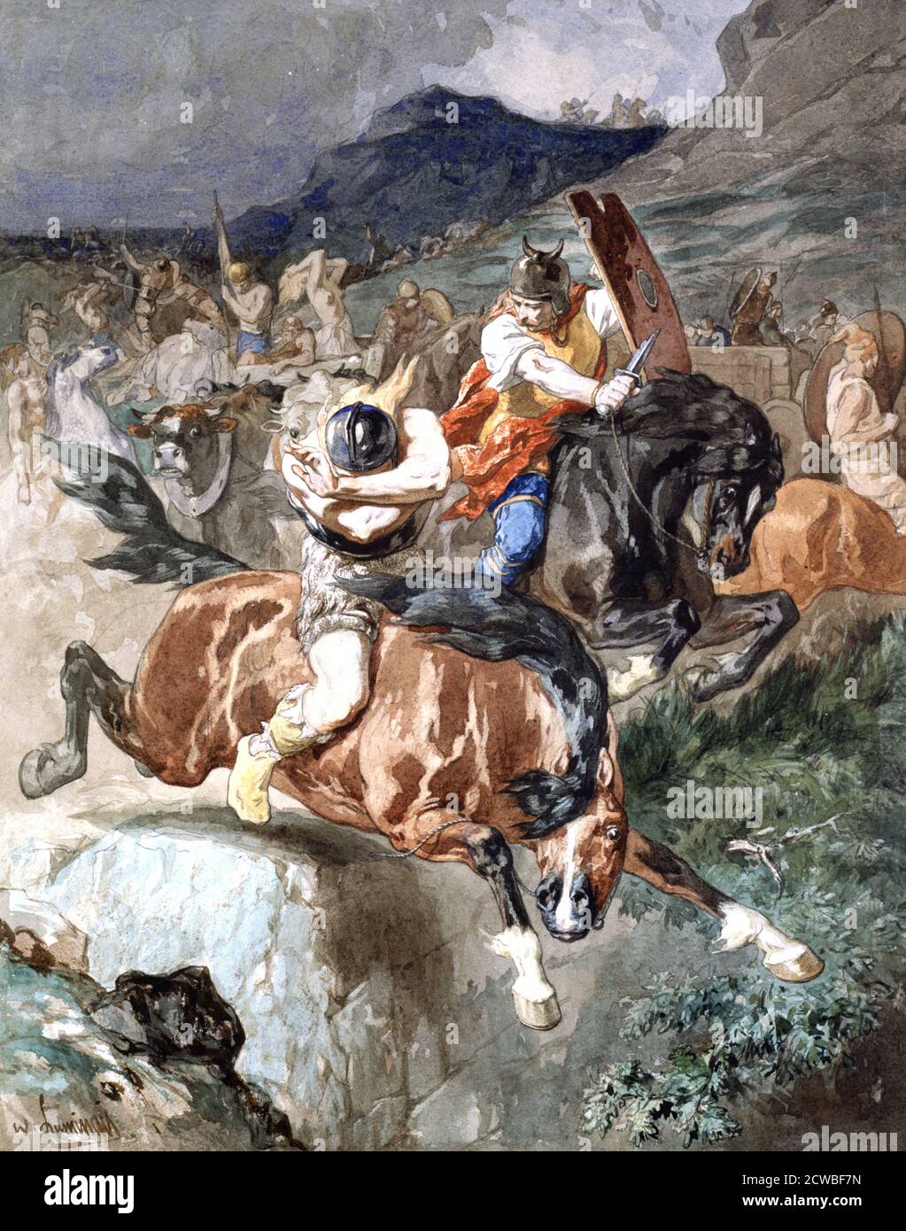 Fight of the Riders', c1842-1896. Artista: Evariste Vital Luminais. Evariste Vital Luminais (1821-1896) è stato un pittore francese. Foto Stock