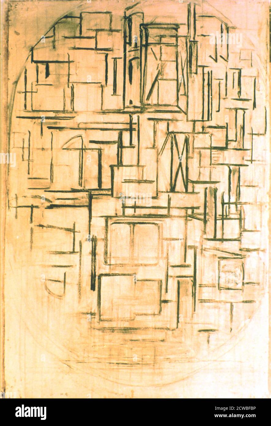 Untitled ovale composizione, 1914, di Piet Mondrian. Dalla Collezione Peggy Guggenheim. Foto Stock