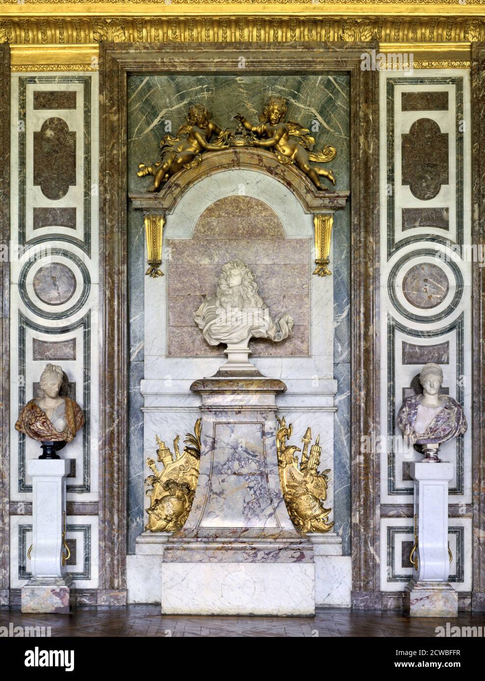 Busto di Luigi XIV, Salon de Diane, Grand Apartment, Chateau de Versailles, Francia, 17 ° secolo. Di Gian Lorenzo Bernini Foto Stock