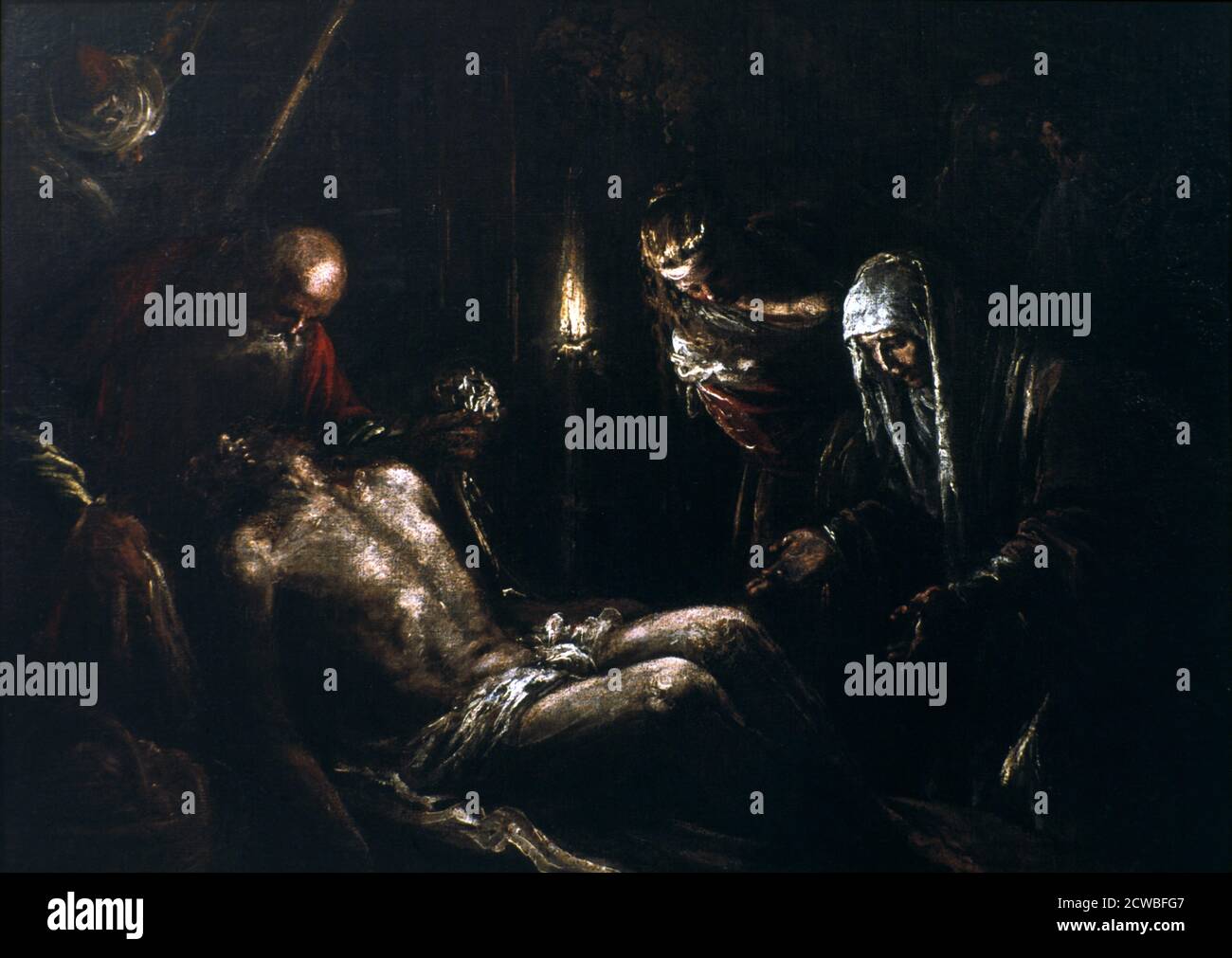 Discesa dalla Croce', XVI secolo di Jacopo Bassano il Vecchio. Dal Museu Nacional de Arte Antiga, Lisbona, Portogallo. Foto Stock