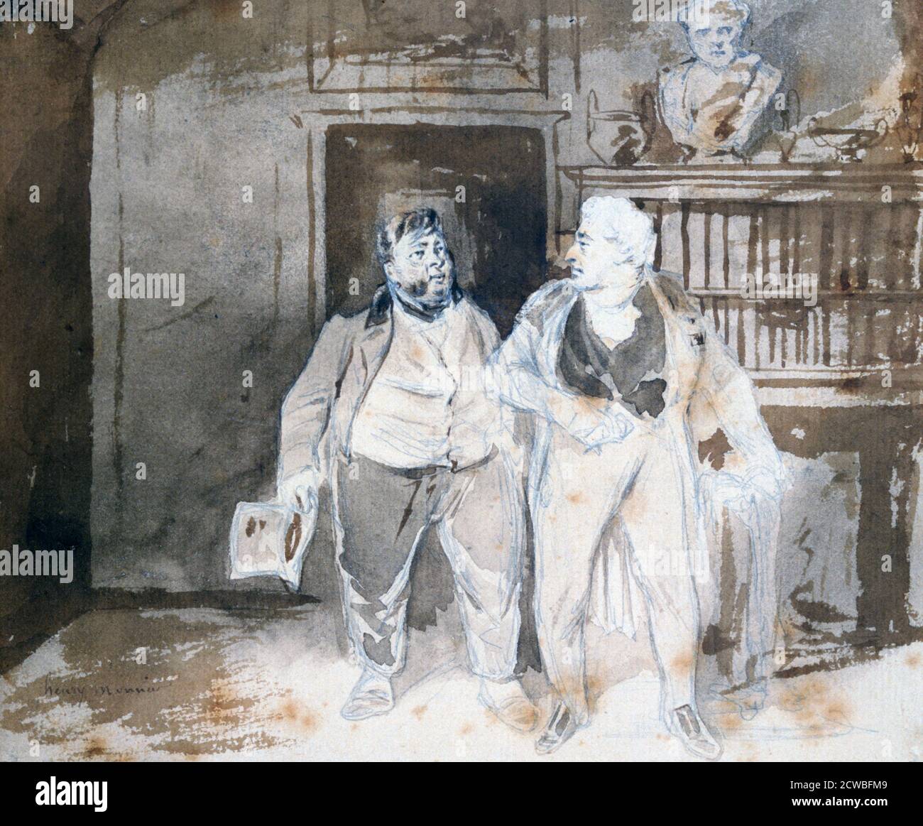 Due caratteri', c1825-1877. Artista: Henry Bonaventure Monnier. Henry-Bonaventure Monnier (1799-1877) è stato un drammaturgo, caricaturista e attore francese. Foto Stock