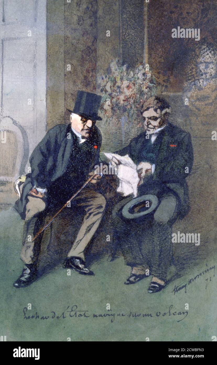 Le Char de d'Etat Navigue sur un Volcan', 1871. Artista: Henry Bonaventure Monnier. Henry-Bonaventure Monnier (1799-1877) è stato un drammaturgo, caricaturista e attore francese. Foto Stock