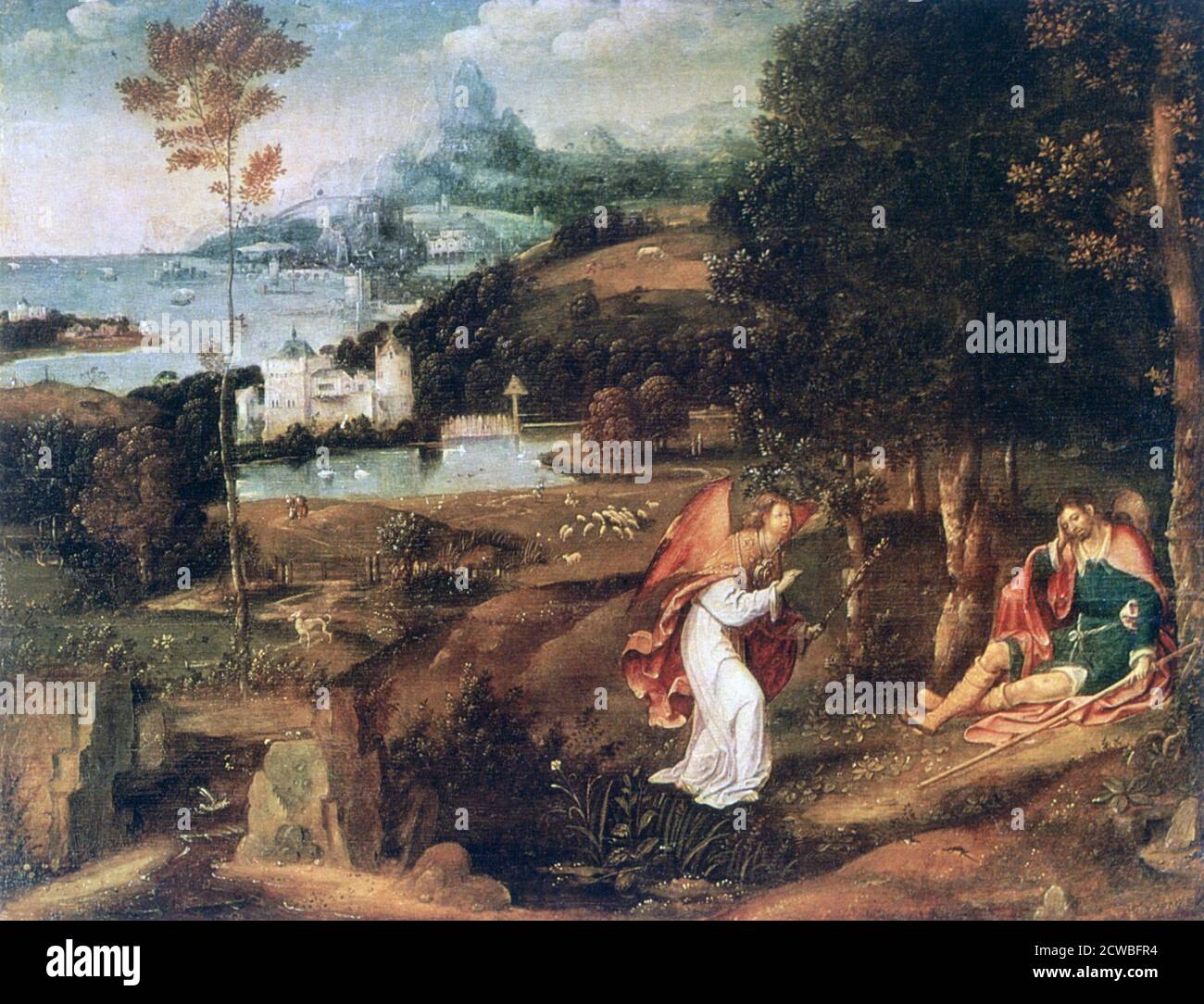 Paesaggio scena con Saint Roch', c1500-1524. Artista: Joachim Patinir. Joachim Patinir (1480-1524) è stato un pittore fiammingo rinascimentale di storia e soggetti paesaggistici. Foto Stock