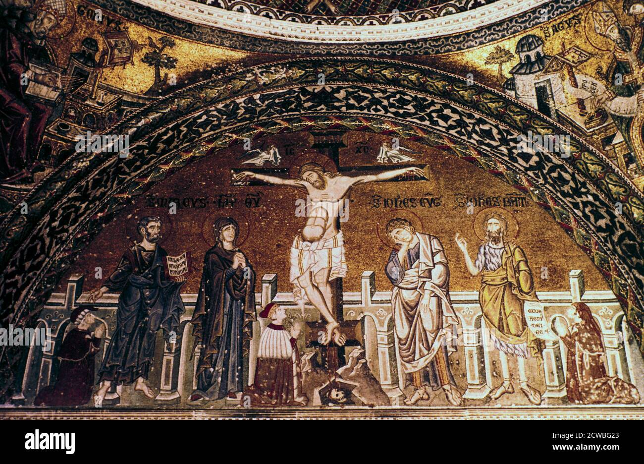 La Crocifissione, mosaico bizantino nella Basilica di San Marco, Venezia, Italia. Foto Stock