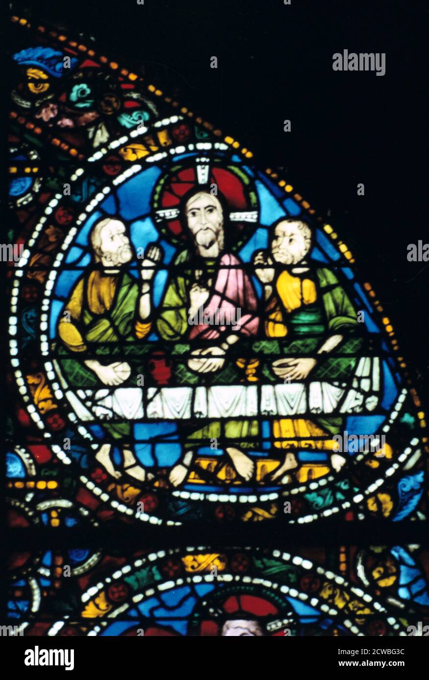 L'Ultima Cena, vetrate, la cattedrale di Chartres, Francia, 1194-1260. Foto Stock