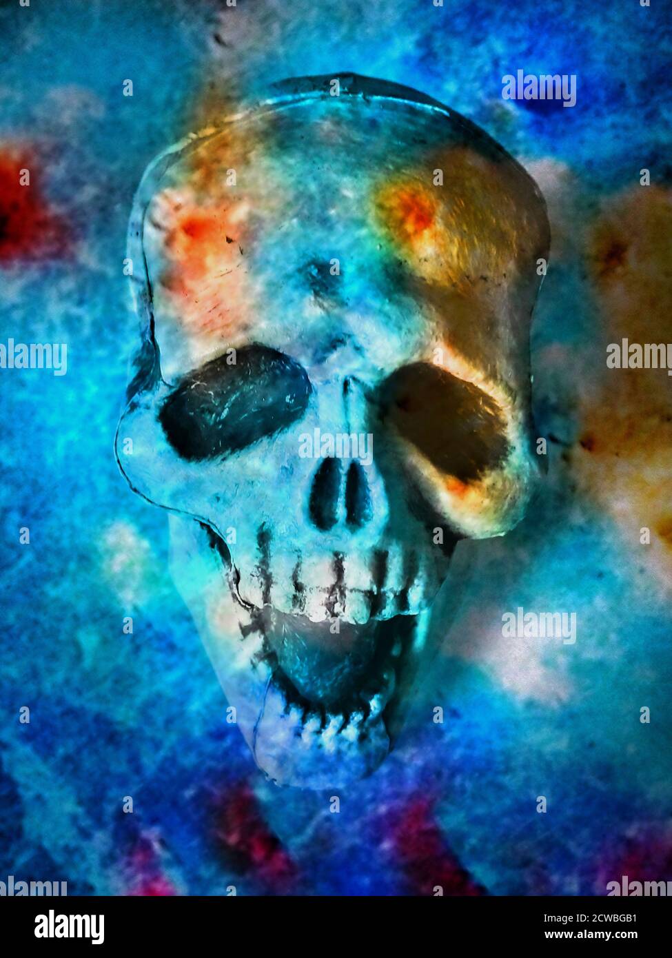 Cranio sfondo Halloween. Foto Stock